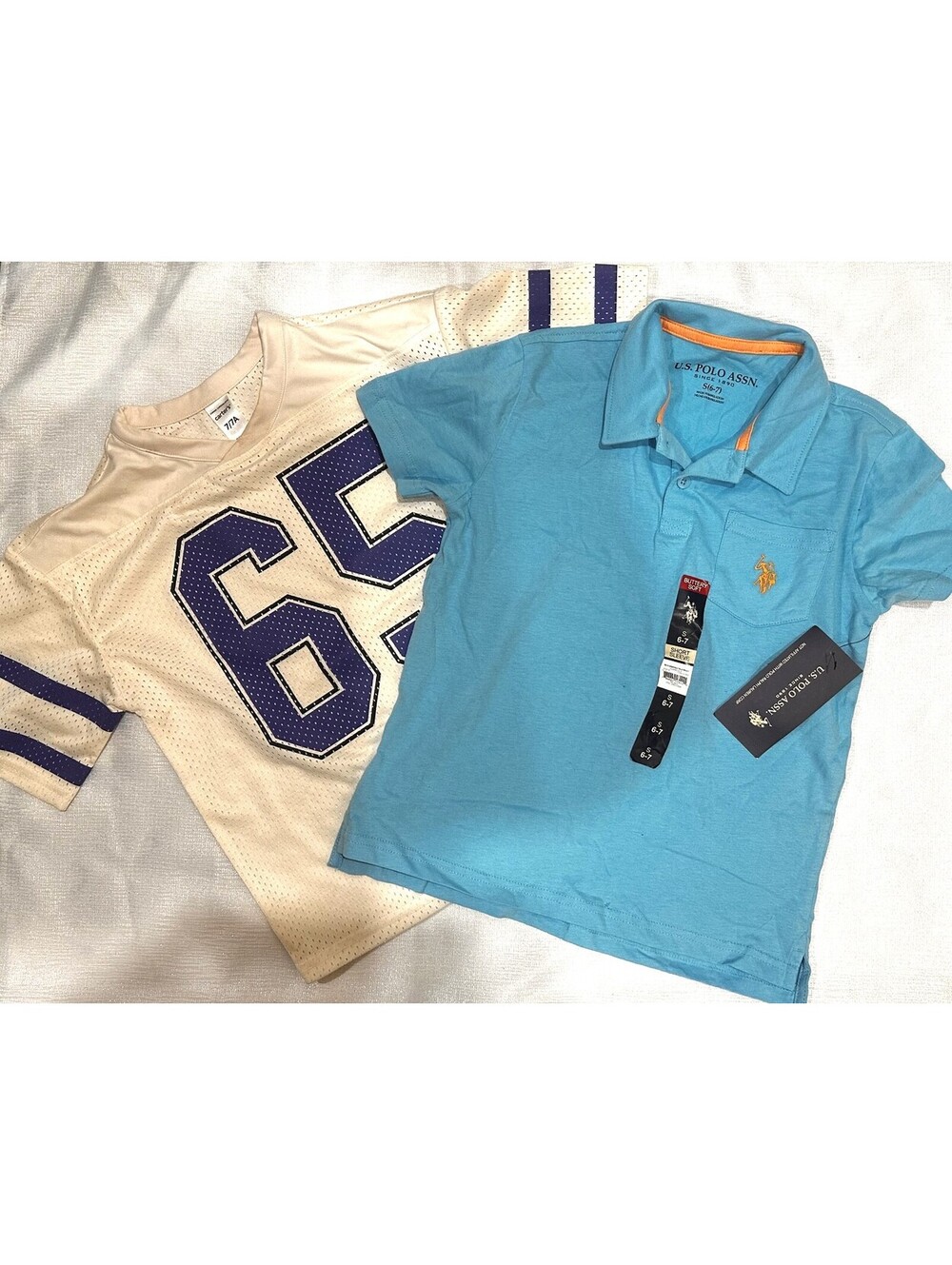 U.S. Polo Blue Polo & Carter's Football Jersey Size 6-7